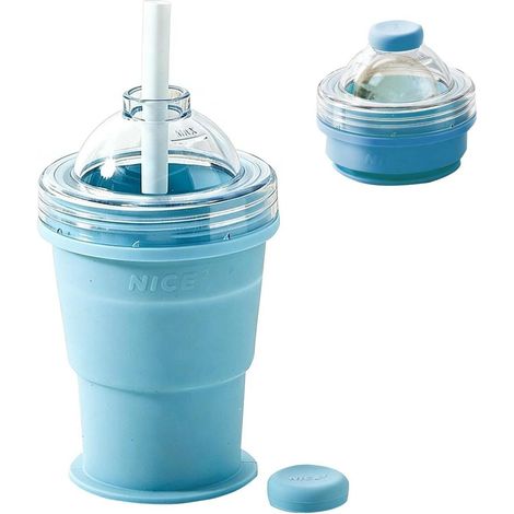2-in-1 Foldable Silicone Ice Ball Mold (3.5 Inch), Portable 11oz Drinking Cup (1/4)