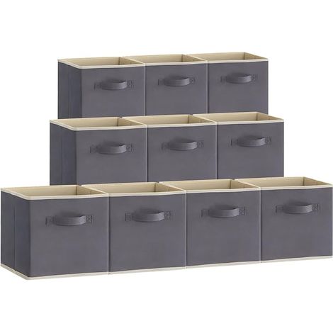Cubes de Rangement Pliables, Panier en Tissu, Caisse, Boites Rangement avec Poignées, Organisateur pour Vetements, Jouets, 33 x 33 x 33 cm, 36 L, Gris (1/2)