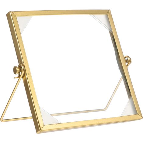 Cadre Photo en Verre Décoration Intérieure Simple et Polyvalente Fleurs Séchées Pressées, Support Mobile en Fer pour Table ou Maison (1/5)