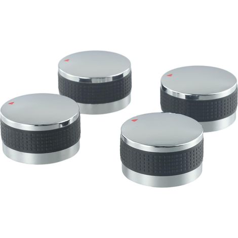 Lot de 4 boutons de contrôle pour barbecue à gaz, en ABS chromé avec anneau antidérapant, 58 mm/50 mm - Pièces de rechange pour cuisine extérieure (50 mm) (1/5)