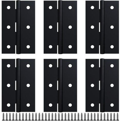 [NIEMALS VERWENDET] Set mit 6 schwarzen 6,35 cm (2,5 Zoll) Türscharnieren, kleine Scharniere für Türen, Schränke und Heimwerkerprojekte (Schrauben inklusive)