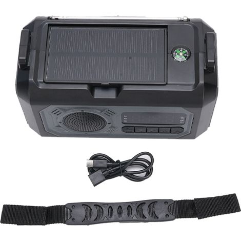 Ortviai Radio d'urgence solaire et manivelle 12000 mAh avec lampe torche, SOS, radio AM/FM/WB et indicateur de batterie (1/5)