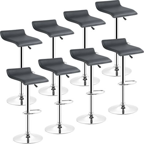 Hofuton Tabourets de Bar Lot de 8 Pivotante avec Repose-Pieds, Chaise Haute Bar Moderne en Cuir Artificiel, Carré-Design, Hauteur Réglable - Tabourets Hauts Facile à Monter (Noir) (1/5)