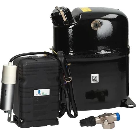 Compresseur de réfrigérateur, 1 1/4 chevaux, Boîtier en acier, Fonctionnement à basse pression, 12,5 x 15 x 12 pouces, Compatible avec les réfrigérants R404A et R507