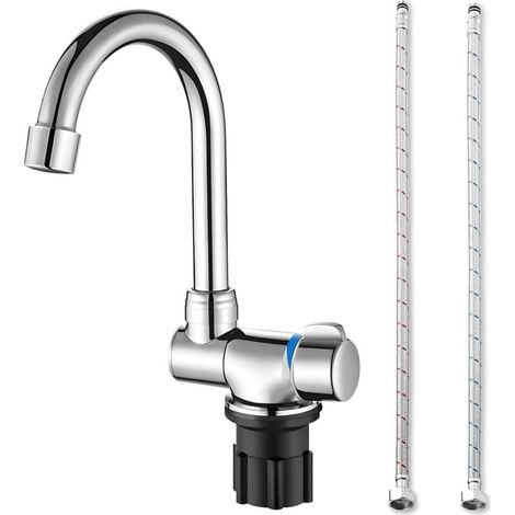 SJLERST Robinet de cuisine pliable, Robinet d'évier rotatif à 360 degrés Robinet mélangeur d'eau froide et chaude à une main Robinet en cuivre pour bateaux de camping-car