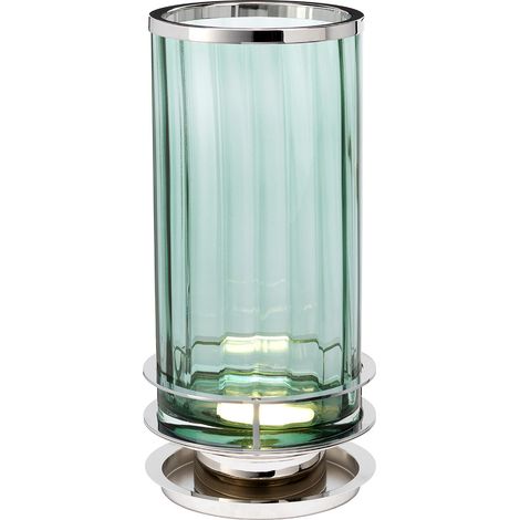 Arno Lampe à Poser Métallerie Nickel Poli, Verre Vert (1/5)
