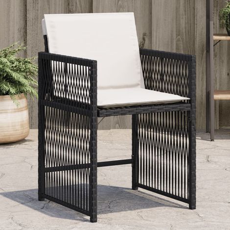 Lot de 4 Chaises de jardin,Siège de Terrasse Chaise d'extérieur avec coussins noir résine tressée CFW81785 (1/5)