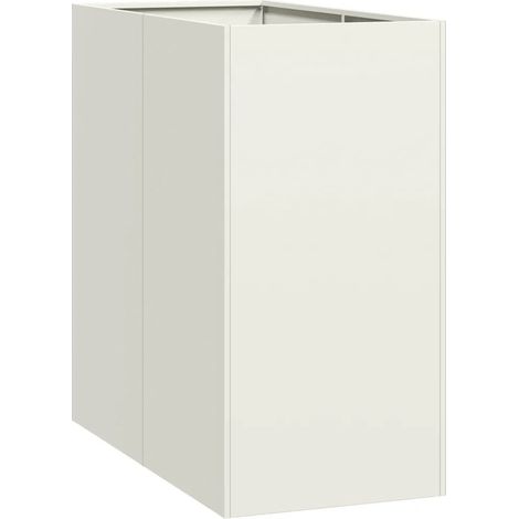 Jardinière pour extérieur 40 x 80 x 80 cm avec fond ouvert et robustesse design moderne en acier blanc