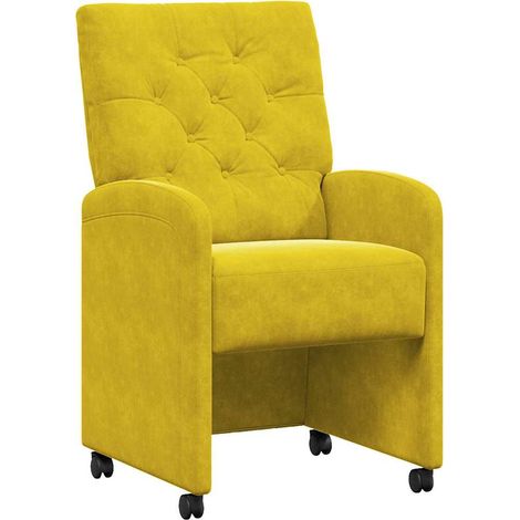 Dining Chairs with Wheels 2 pcs Yellow 58 x 67 x 97 cm Velvet vidaXL