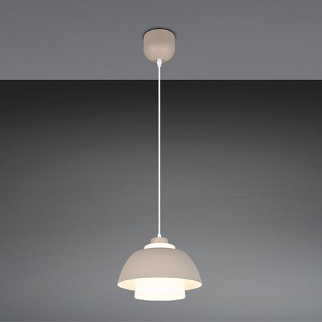 Suspension minimaliste beige, abat-jour dôme 30 cm, métal, 1xE27 10W (1/3)