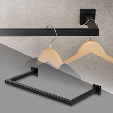 ML-Design Perchero de Pared 60 x 30 cm Negro de Acero Inoxidable para Vestidor o Armario Barra de Almacenamiento hasta 50kg Perchero para Ropa Toallas o Utensilios de Cocina Incl. Material de Fijación (1/5)