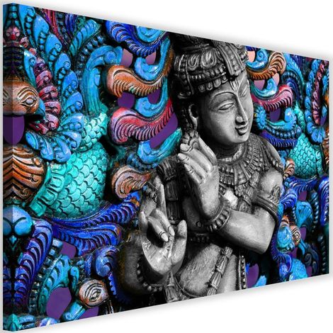 Tableau sur toile Bouddha Coloré Fond 60x40 (1/5)