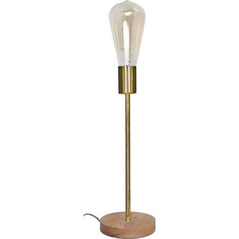 Opjet 010386 - Gold "PETER" lamp - wooden base E27 max.60w - Ø12x31cm