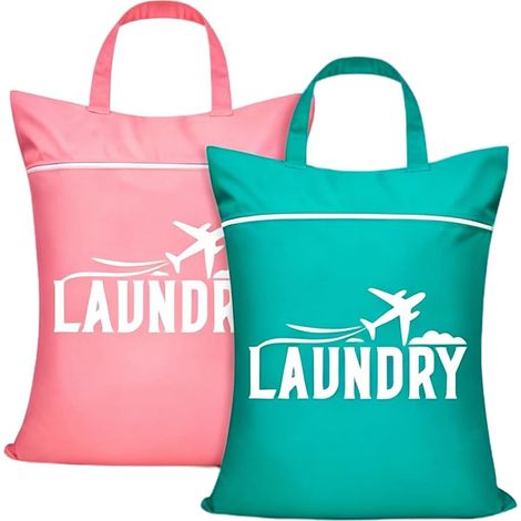 Lot De 2 Sacs À Sac Linge Sale Voyage,46 X 58 Cm Avec Poignée Et Fermeture Éclair,Sac De Rangement Pliable Imperméable,Sac A Linge Sale,Pour Vacances Camping Hôtel Sport (1/5)