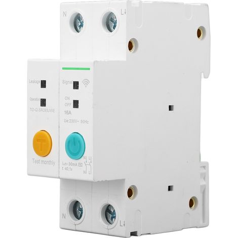 2-poliger intelligenter WLAN-Leistungsschalter, 16 A, 230 V, Fernbedienung, 30 mA Fehlerstromschutz (1/5)