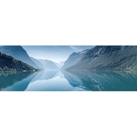 Tableau sur toile eau et montagne 30x97 cm - Impression sur Toile Murale Décorative - Image imprimée en HD sur Toile - Toile sur Châssis en Bois FSC - Fabriqué en France (1/5)