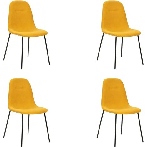 TIANA - Lot de 4 chaises pieds en métal noir Jaune (1/5)