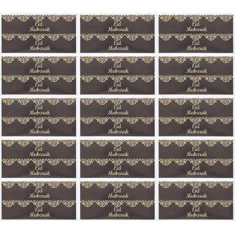 15 feuilles d'autocollants décoratifs pour bouteilles d'eau minérale pour l'Aïd al-Fitr-21x5cm-Black