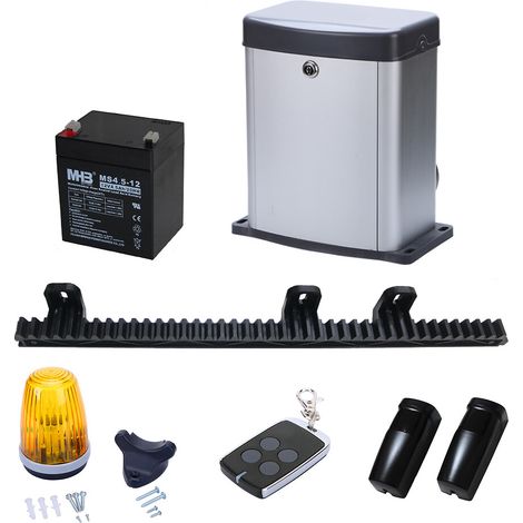 Thsinde – Kit de motorisation de portail coulissant 300 kg – Batterie de secours intégrée – Détection de présence par cellules infrarouges – Longueur crémaillère 4 m - MC300 (1/5)