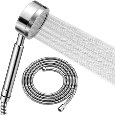 High pressure shower head with 1.5m hose, water-saving 304 stainless steel shower head, easy installation and cleaning (1/5)