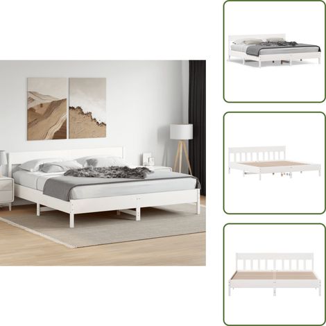 Massivholzbett ohne Matratze Weiß 180x200 cm Kiefernholz - Holzbett - Kiefernholzbett - Doppelbett - Weißes Bett - Boxspringbetten (1/5)