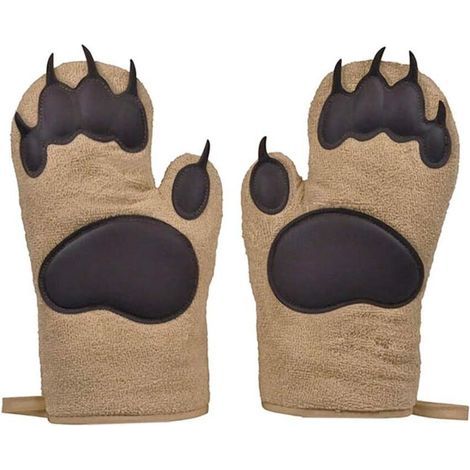 – Gants de four en silicone résistant à la chaleur – Manique pattes d'ours – Taille 26 x 16 cm – Lot de 2 pour barbecue et four (1/3)