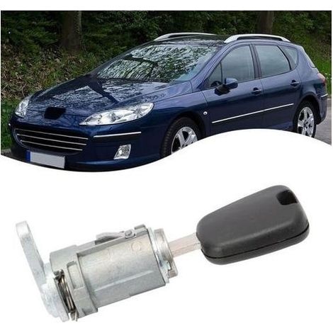 Serrure Barillet pour Porte Compatible avec Peu-g-e0t 307 407,Barillet Serrure Cylindre Serrure de Porte Avant Gauche 9170R4 9170R5 (1/5)