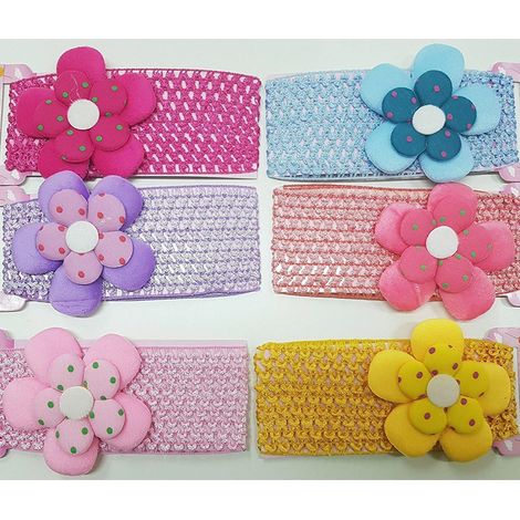 TRADE SHOP - Set 2 Pezzi Fasce Fascia Elastica Fiore Bambine Bambina Ferma Capelli Accessori -