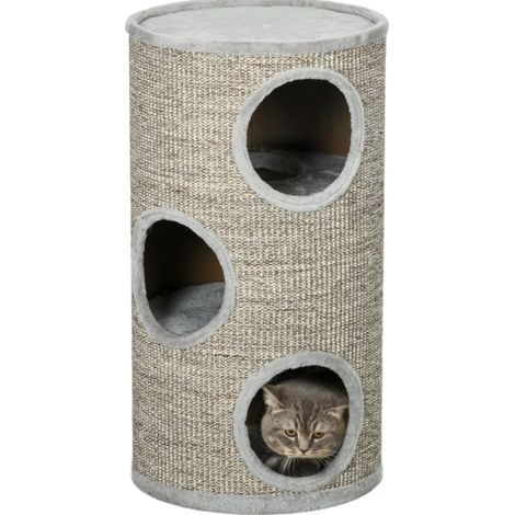 Tiragraffi per gatti a 3 livelli in sisal grigio chiaro 38 x 38 x 70 cm (1/4)