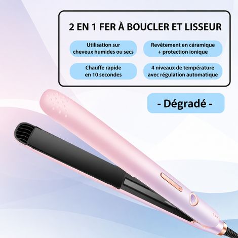 Fer à lisser et boucler 2 en 1 taille moyenne coloris dégradé réf 7927 300 g – Livraison gratuite