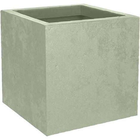 Pot de fleurs carré Basalt Up 29,5 x 29,5 cm - 21 L - Vert amande - Eda