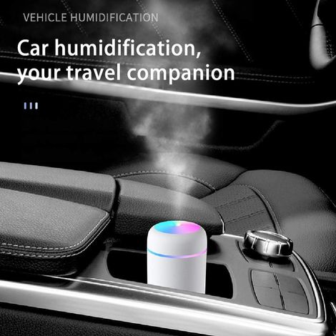 Mini humidificateur d'air USB à ultrasons avec 7 couleurs de lumière respiratoire 2 modes de brouillard pour chambre bureau voiture bébé (rose) (1/3)