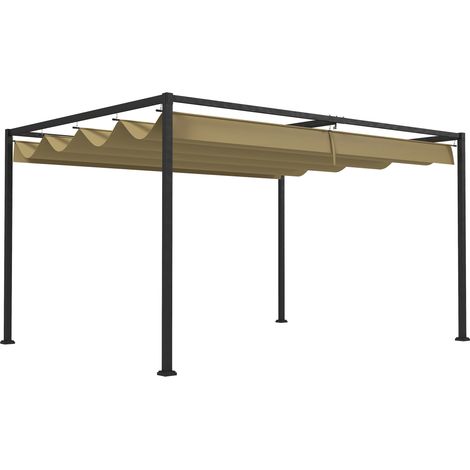 Pergola Belvecourt rétractable anti-UV kaki extérieur contemporain 298x213 cm (1/5)