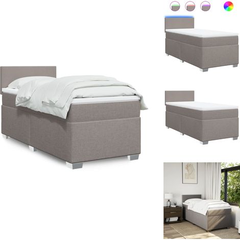 Boxspringbett mit Matratze Taupe 90x190 cm Stoff - Boxspringbett - Doppelbett - Liegefläche 90x190 Cm - Bettenrahmen - Kopfteil (1/5)