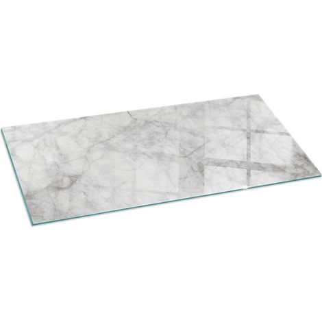 Kaminofen Glasplatte Kaminplatte Kaminglas Ofenglas gehärtetem Hitzeschutz für Kamin Bodenplatte Funkenschutzplatte Marmorstruktur-Muster 125x50 cm