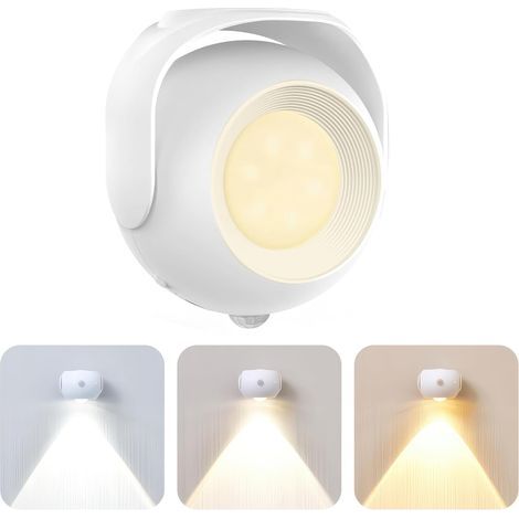 Motion-activated night light – Rechargeable, with 3 color temperatures and adjustable intensity for optimal visual comfort, 350° rotating magnetic base (1/5)