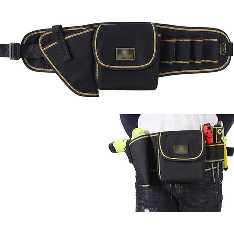 Professional Ceinture Porte-Outils, Oxford Imperméable, Ceinture Réglable, Organisateur de Rangement d'Outils avec 1 Poche, 1 Poche pour Perceuse, 1 Trou pour Marteau, 4 Trous pour Outils (1/5)