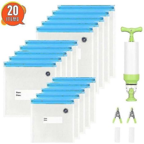 Sous Vide Bags 15 Reusable Vacuum Food Storage Bags For Anova And Joule Cookers - 3 Sizes Sous Vide Bag Kit With Pump - 3 Sealing Clips For Food Stora (1/5)