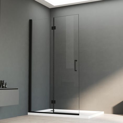 90x195cm Schwarzer Walk in Dusche Walk in Duschwand Falttür Dusche Duschtrennwand 6mm ESG-Sicherheitsglas mit Nano Beschichtung (1/4)