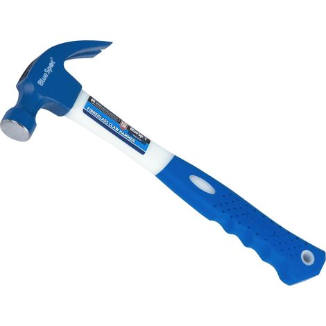 BlueSpot Tools 20oz Fibreglass Claw Hammer with Rubber Grip and Hardened Steel Head