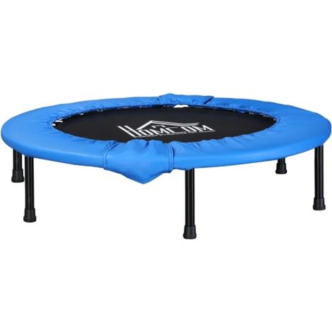 96cm Mini Fitness Trampoline for Home Gym and Yoga, Indoor Outdoor Rebounder with Safety Pad, Supports 100KG, Blue Black