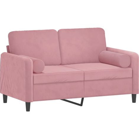 vidaXL Canapé 2 places avec oreillers décoratifs rose 120 cm velours (1/5)