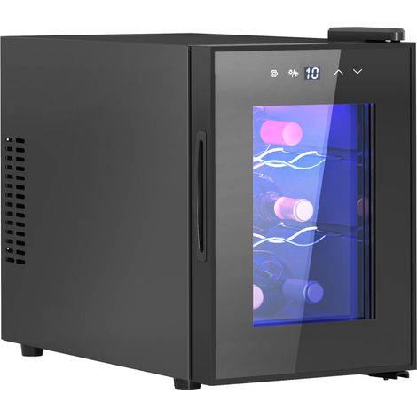 Cave à vin 6 bouteilles 17L haute performance température réglable 8-18° avec lumière LED panneau contrôle tactile noir (1/5)