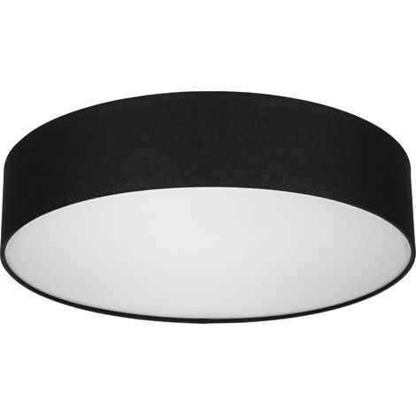 Plafonnier noir - 50cm, rond, avec abat-jour en tissu (1/5)
