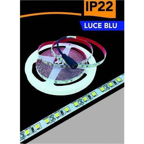 Vtizikl Striscia Led 2835 Strip 5mt Bobina Luce 3000k 4000k 6500k Blu Ip22 2835-12v - -Blu -