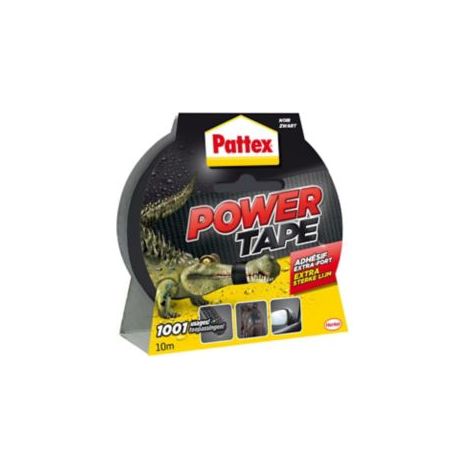 Pattex Power Tape, Ruban adhésif noir extra fort pour charges lourdes, Bande adhésive toilée tous supports, Rouleau adhésif étanche de 48 mm x 10 m