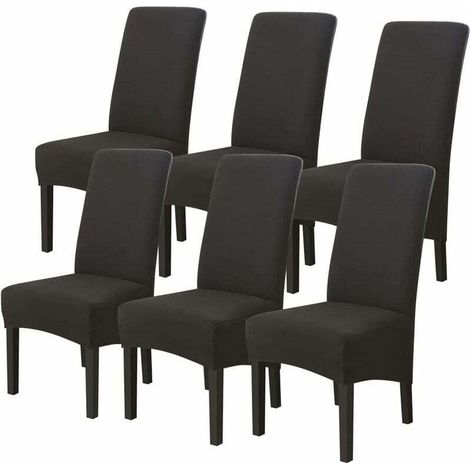 UlisemHousses de Chaises 6 pièces Grand Taille Noir,Housses pour Chaises de Salle a Manger Universelle, Couverture Couvre de Chaise Salon Moderne pour Mariage Reunion (1/4)