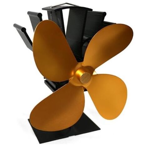 Ventilateur de poêle à bois Hot Blast à 4 pales, économie de combustible, chauffage écologique (Or) (1/5)