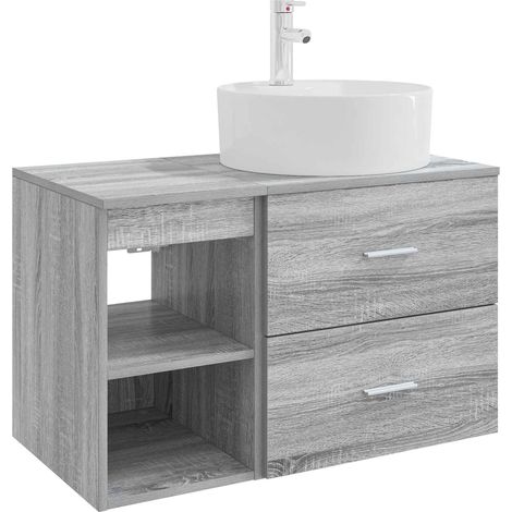 Juego de muebles de baño 2 pcs Sonoma gris Madera de ingeniería vidaXL