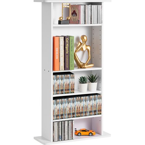 VEVOR Armadietto Portaoggetti Multimediale, Ripiano 5 Strati, Può Contenere Fino a 240 CD, Fipiani Regolabili Protegge Organizza Collezioni di Musica, Film,Videogiochi Cimeli, Armadietto Bianco